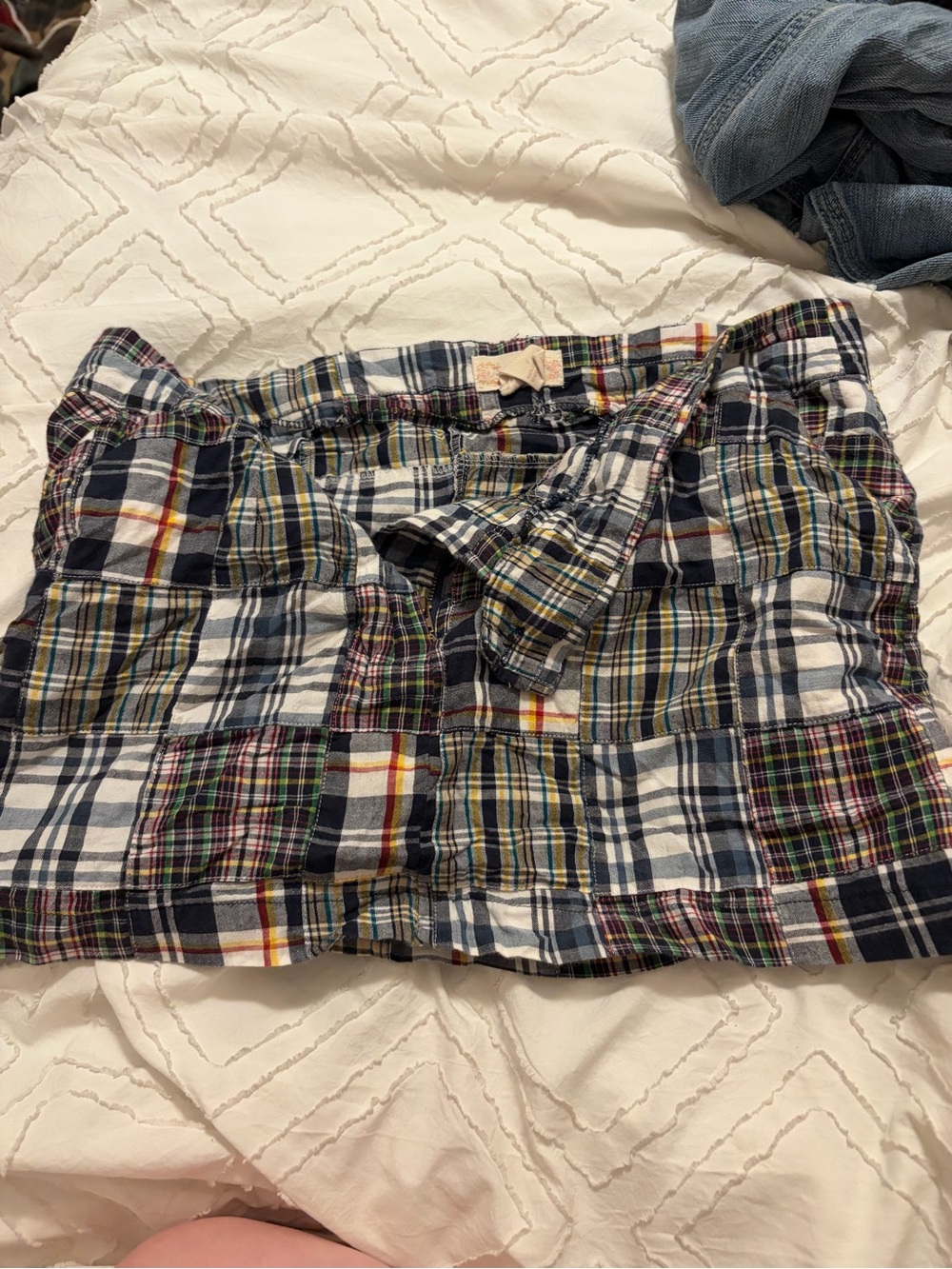 Multicolor Vintage Plaid Patchwork Mini Skirt